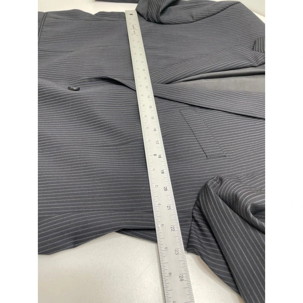Franco Tassi Wool Pinstripe Blazer Black Grey Mens 44R Business Coat Suit Jacket